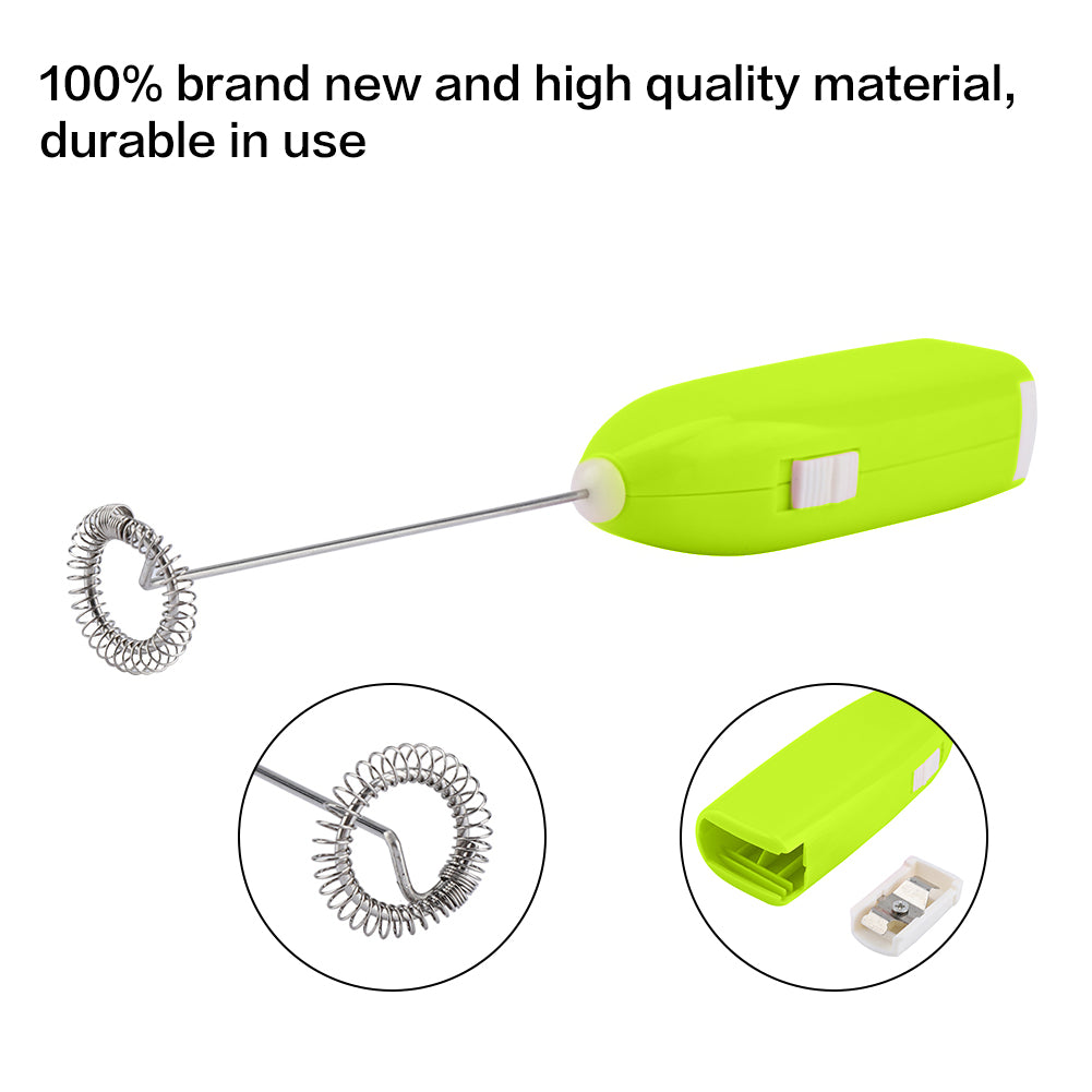 Electric Handheld Milk Frother - Battery Operated Foam Maker for Coffee, Cappuccino, Latte, Matcha | Portable Drink Mixer Whisk with Stainless Steel Whisk Head - Pink