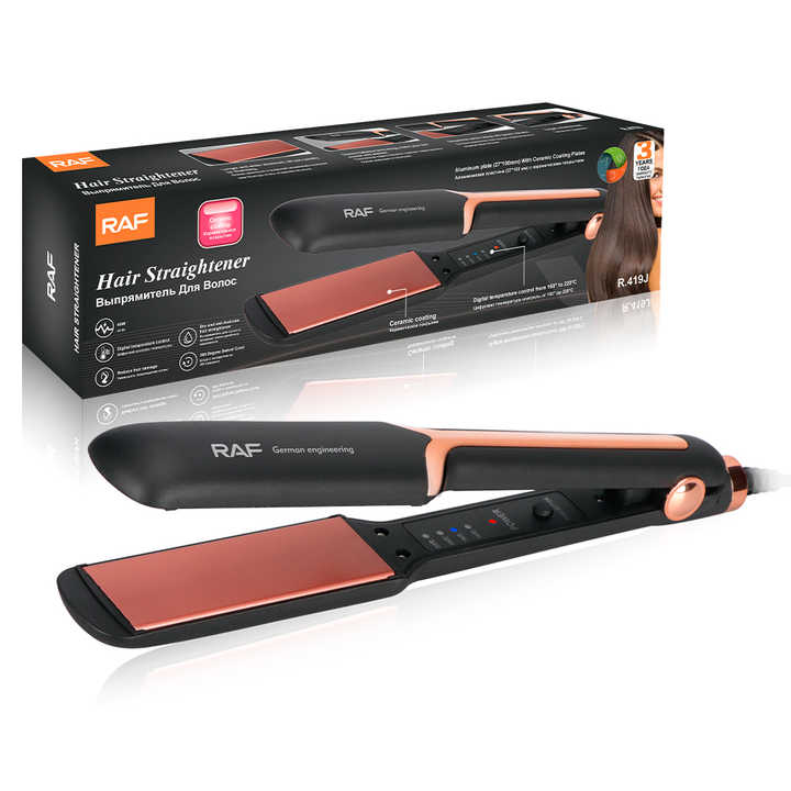 RAF Professional Hair Straightener R.419 - Ceramic Plate Flat Iron with Digital Temperature Control 140°C-200°C | German Engineering | 45W Fast Heating