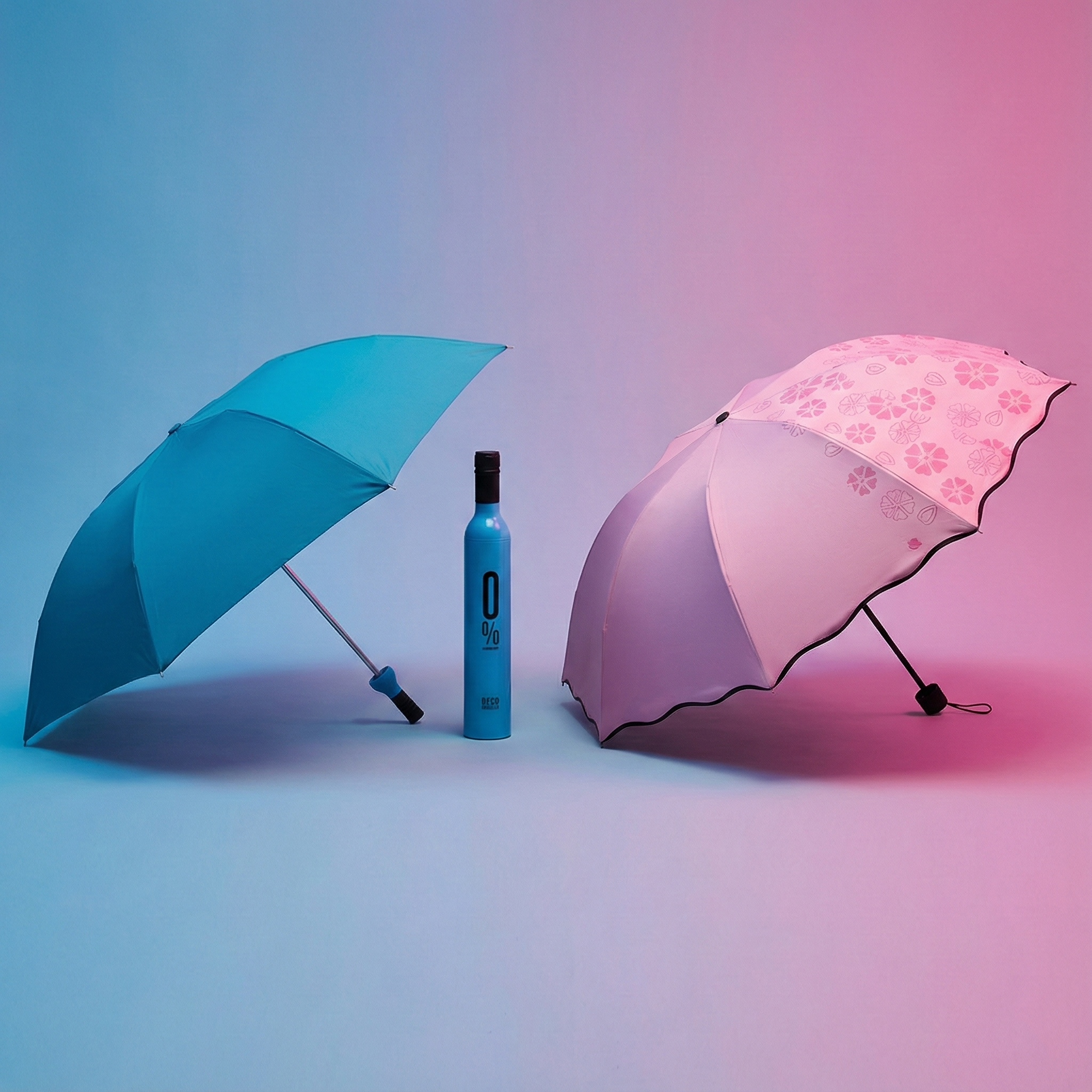 Rainy Day Duo Bundle - Magic Color Changing Umbrella & Wine Bottle Umbrella | Compact Travel Umbrellas with Auto Open, UV Protection & No-Drip Storage Case | Perfect for Rain & Sun