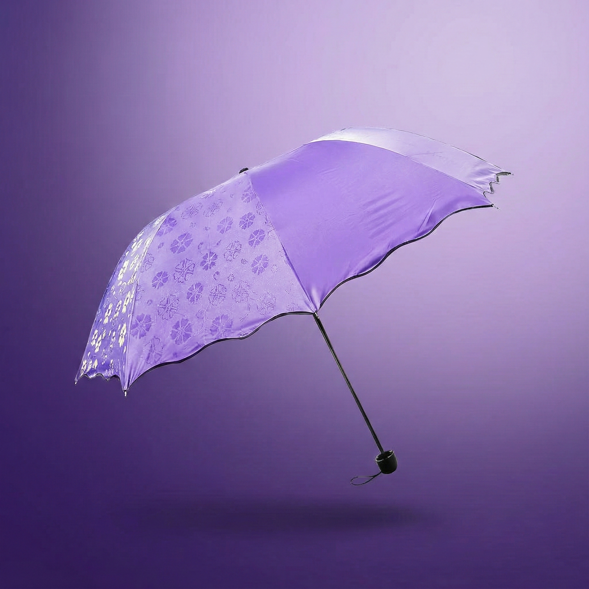 Magic Color Changing Umbrella - Water Activated Pattern Reveal Compact Folding Umbrella with Auto Open/Close Button | Portable Travel Umbrella Available in 6 Colors - Perfect for Rain & Sun Protection