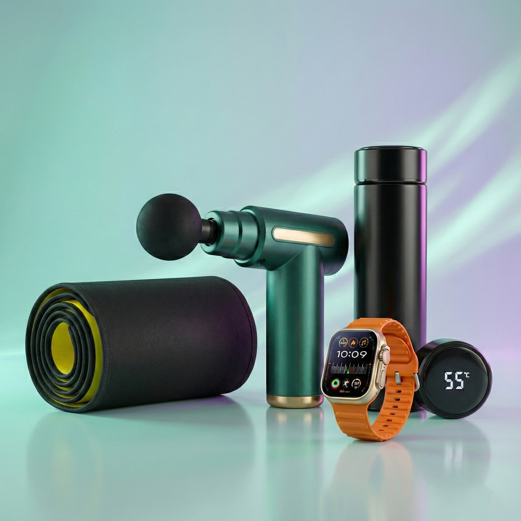 Ultimate Fitness Recovery Bundle - AS12 Smartwatch, Professional Massage Gun & Waist Trimmer Belt | Complete Workout Tracking, Muscle Recovery & Body Shaping Package for Athletes & Fitness Enthusiasts