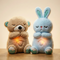 Peaceful Dreams Companion Set - Breathing Bunny & Bear Plush Toys with Realistic Breathing Motion, Soothing Music & LED Night Light | Sleep Aid & Anxiety Relief for Babies, Kids & Adults