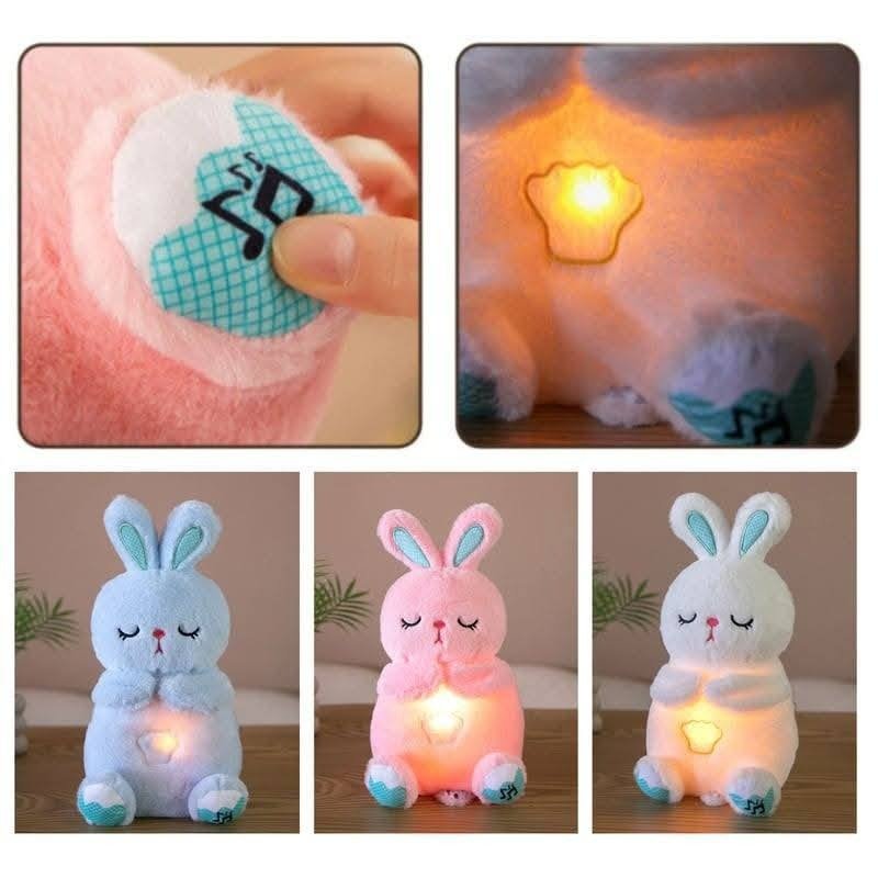 Breathing Bunny Plush Toy - Anxiety Relief Stuffed Animal with Realistic Breathing Motion, Soothing Music, LED Night Light | Sleep Aid Companion for Babies, Kids & Adults