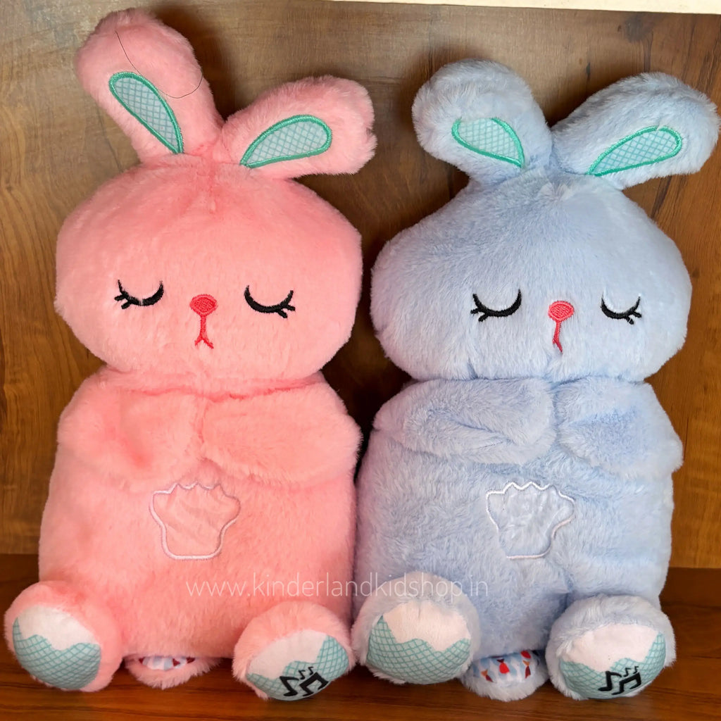 Breathing Bunny Plush Toy - Anxiety Relief Stuffed Animal with Realistic Breathing Motion, Soothing Music, LED Night Light | Sleep Aid Companion for Babies, Kids & Adults