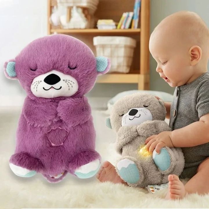 Breathing Bear Plush Toy - Sleep Soothing Teddy with Realistic Breathing Motion, Calming Music, LED Night Light | Anxiety Relief Comfort Companion for Babies, Kids & Adults